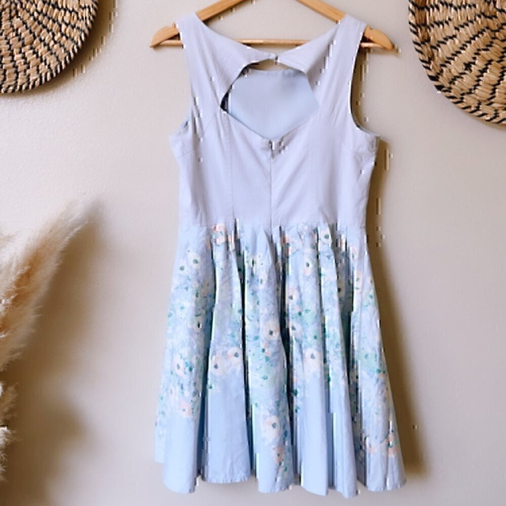 Lauren Conrad Blue White Floral Dress Size 10 Summer - Picture 3 of 6